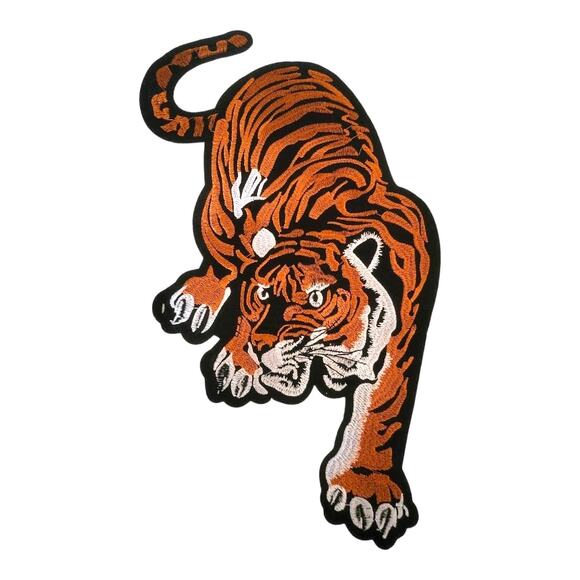 Croutching Tiger Silk Thread on Felt Backing Iron On Patch - Picture 1 of 4